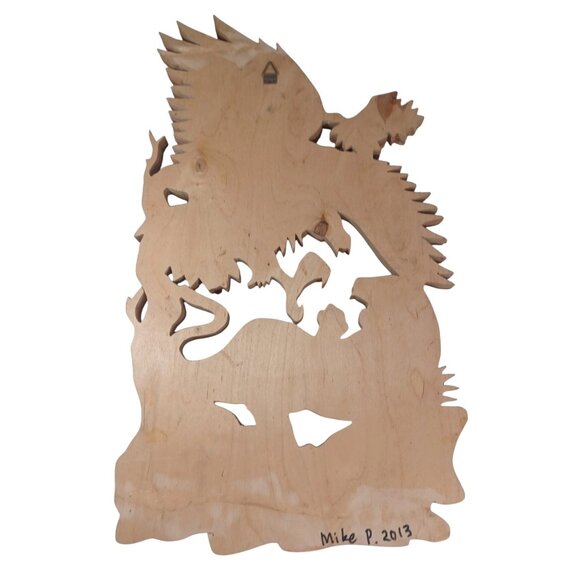 Handcrafted Wood 3D  Intarsia Wall Sculpture Art Tiger Patriotic Eagle B… - Picture 8 of 8